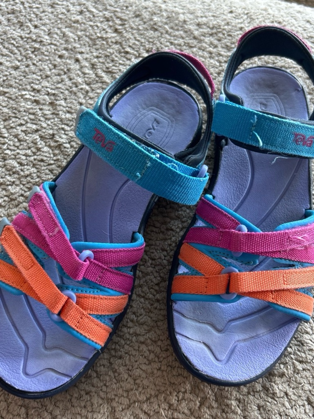 Teva Kids Colorblock Strappy Sandals - Blue, Pink, Orange